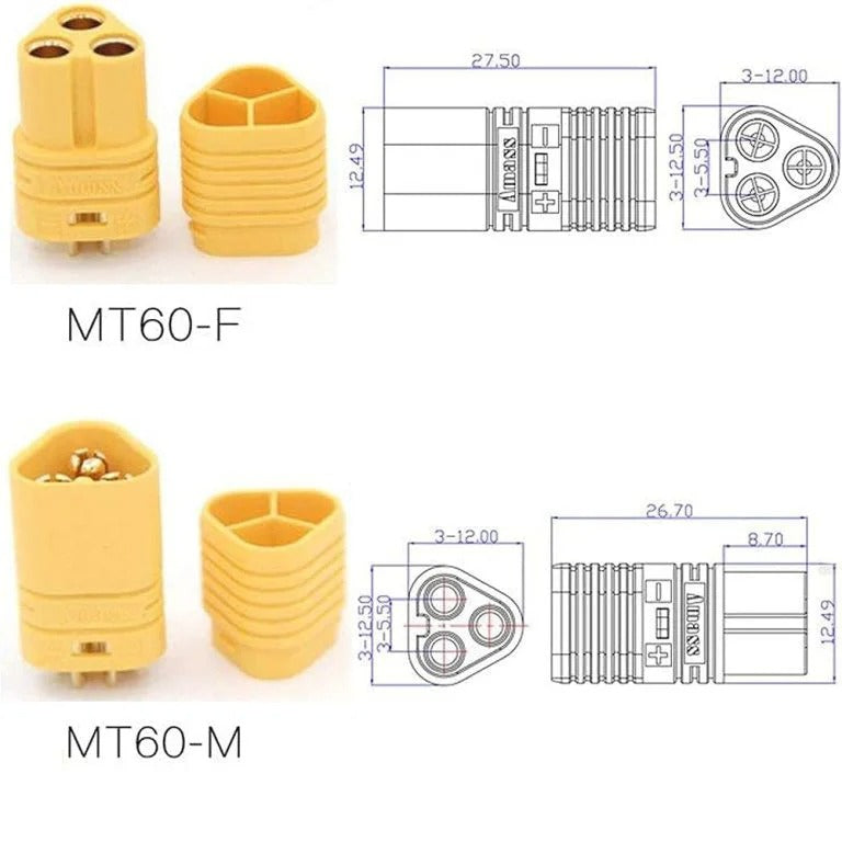 MT30 3-Pole Male+Female Motor/ESC Connector Set (1 Set)