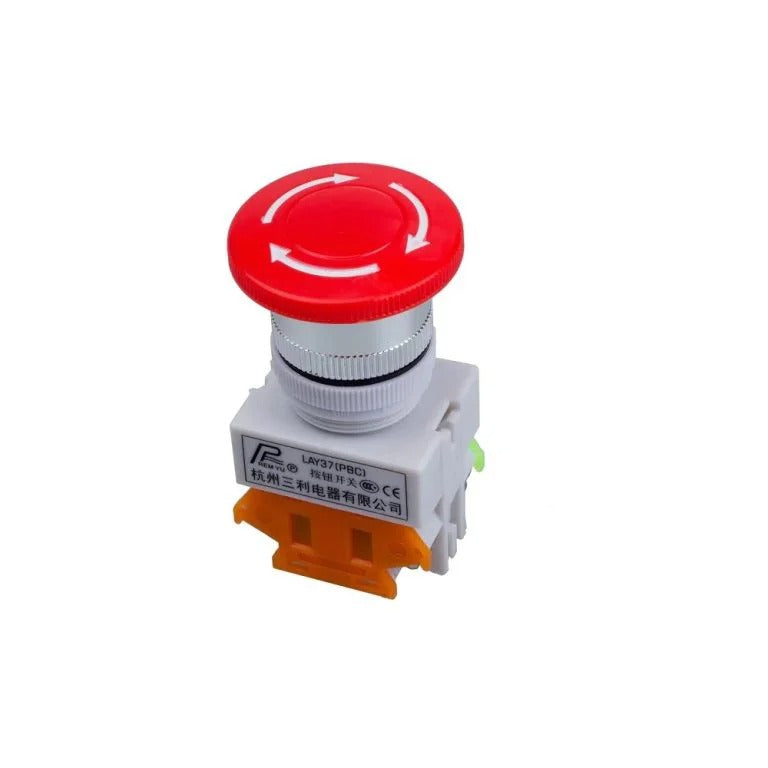 Red Mushroom Cap LAY37-11ZS Emergency Stop Push Button Switch, DPST 1NO 1NC, AC 660V 10A, for Elevator and Lift Equipment with Latching Self-Lock