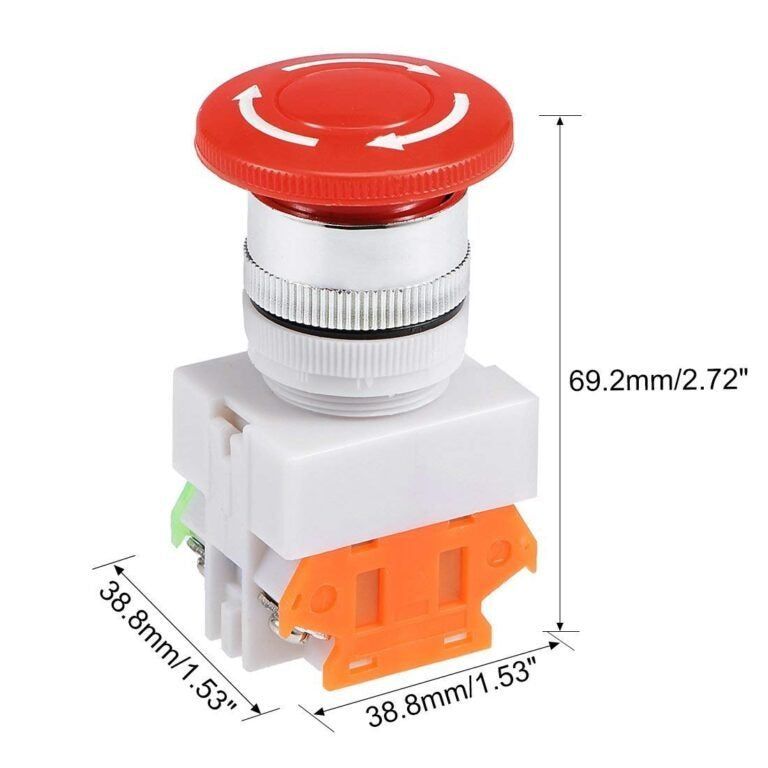 Red Mushroom Cap LAY37-11ZS Emergency Stop Push Button Switch, DPST 1NO 1NC, AC 660V 10A, for Elevator and Lift Equipment with Latching Self-Lock