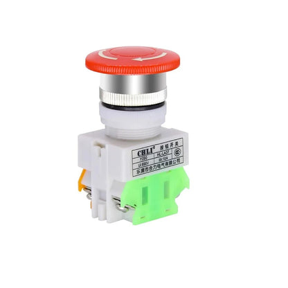 Red Mushroom Cap LAY37-11ZS Emergency Stop Push Button Switch, DPST 1NO 1NC, AC 660V 10A, for Elevator and Lift Equipment with Latching Self-Lock