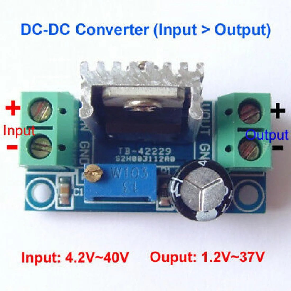 LM317 DC Linear Regulator Adjustable Step-Down Power Module: DC-DC 4.5-40V to 1.2-37V