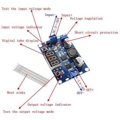 LTC1871 DC-DC High Power Adjustable Step-up Module 3.0~35V to 3.5~35V 100W with Digital Display Voltmeter