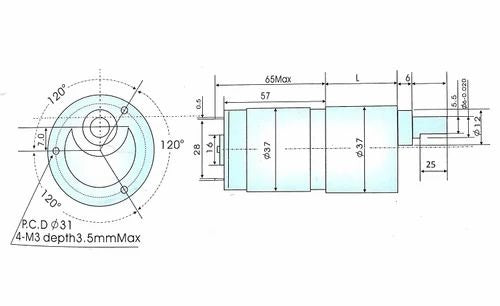 12V DC RS-37-555 Side Shaft Geared Motor - 200 RPM