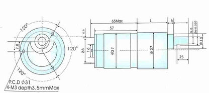 12V DC RS-37-555 Side Shaft Geared Motor - 60 RPM