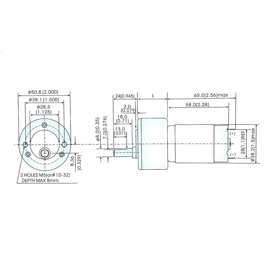 12V DC RS-50-555 Side Shaft Geared Motor - 300 RPM High Torque