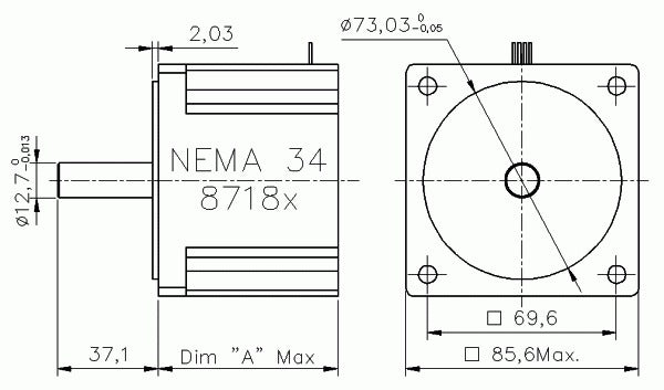 NEMA34 Hybrid Bipolar Stepper Motor - 46 kgcm Torque