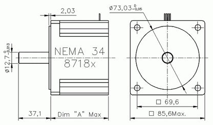 NEMA34 Hybrid Bipolar Stepper Motor - 46 kgcm Torque