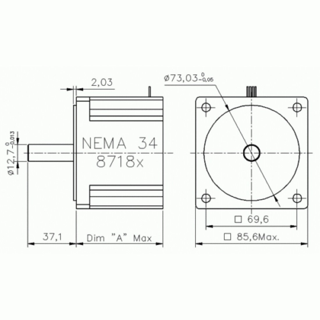 NEMA34 Hybrid Bipolar Stepper Motor - 68 kgcm Torque