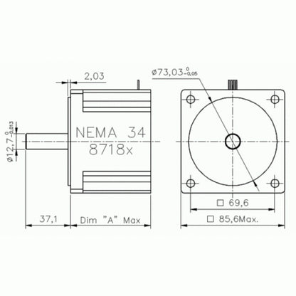 NEMA34 Hybrid Bipolar Stepper Motor - 68 kgcm Torque