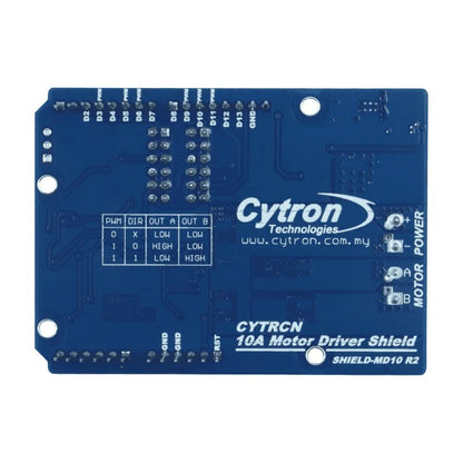 Cytron 10A 7V-30V DC Motor Driver Shield – MD10 Arduino Compatible