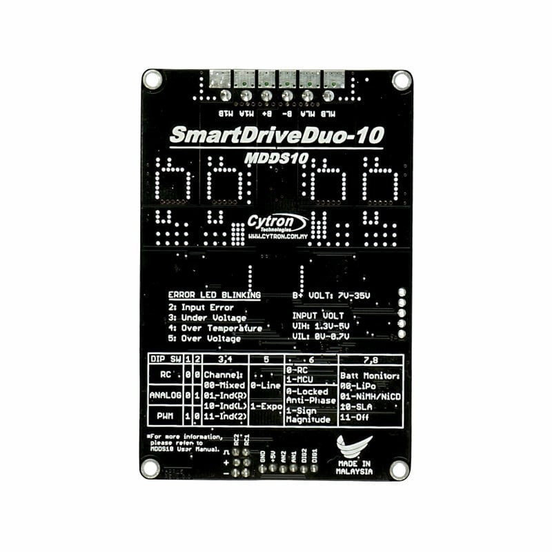 Cytron SmartDriveDuo-10 MDDS10 - 10A DC Motor Driver (7V-35V)