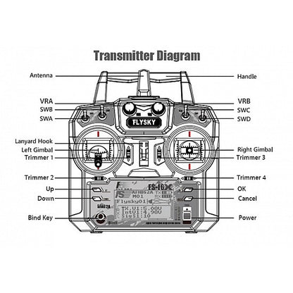 Flysky FS-i6X 2.4GHz 6CH AFHDS 2A RC Transmitter with FS-iA10B 2.4GHz 10CH Receiver"