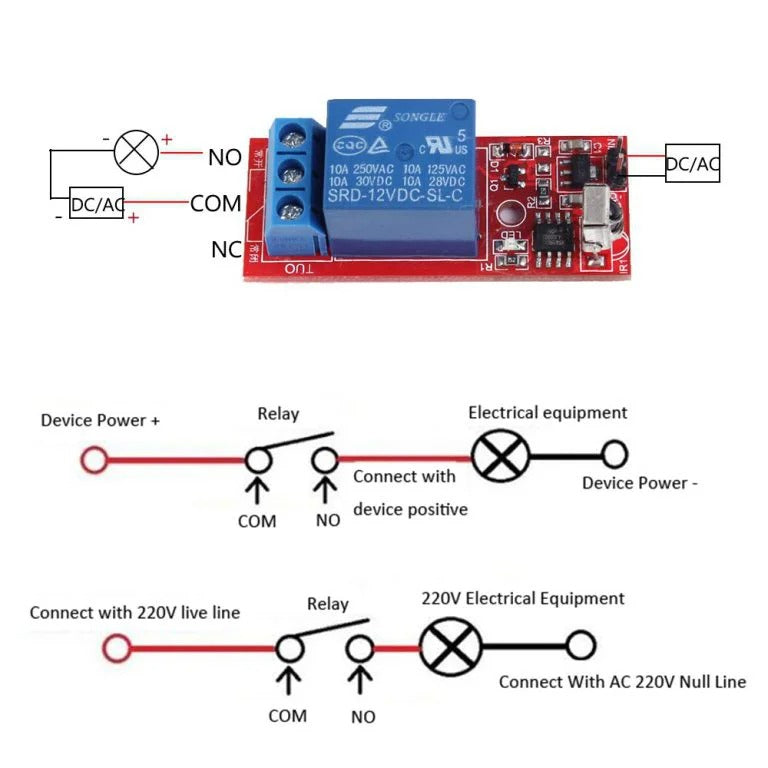 DC 12V 1-Channel Relay Module Infrared IR Remote Switch Control