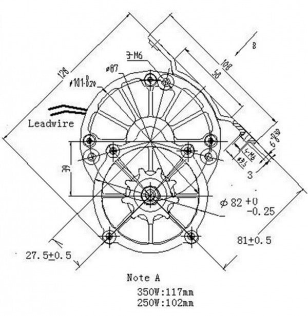 MY1016Z3 24V 350W 300RPM Geared DC Motor for Ebike Bicycle