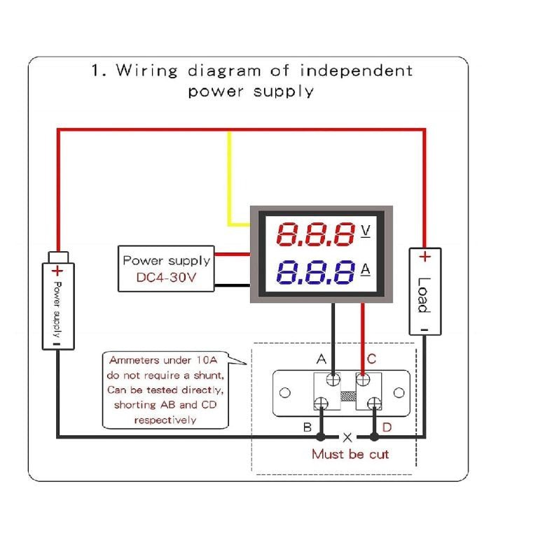 0.28 inch LED Digital Ammeter-Voltmeter with Shunt, DC 100V 100A