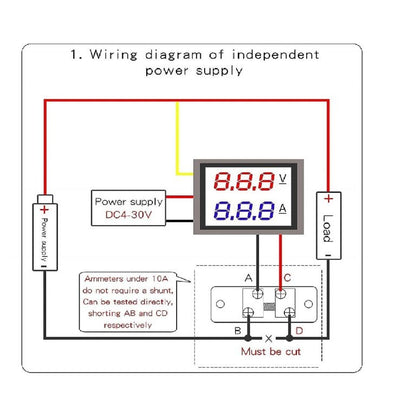 0.28 inch LED Digital Ammeter-Voltmeter with Shunt, DC 100V 100A