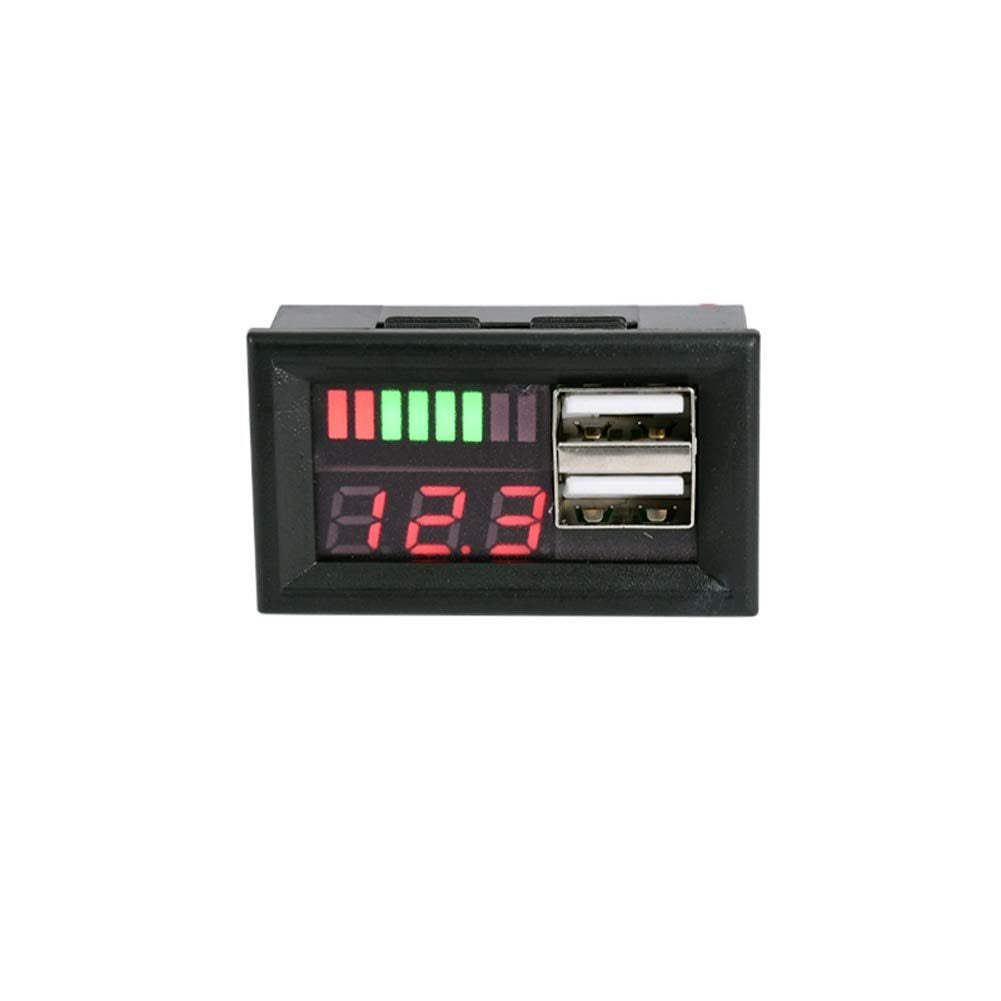 Universal Dual USB Digital Voltmeter and Battery Indicator Display Module (12V)