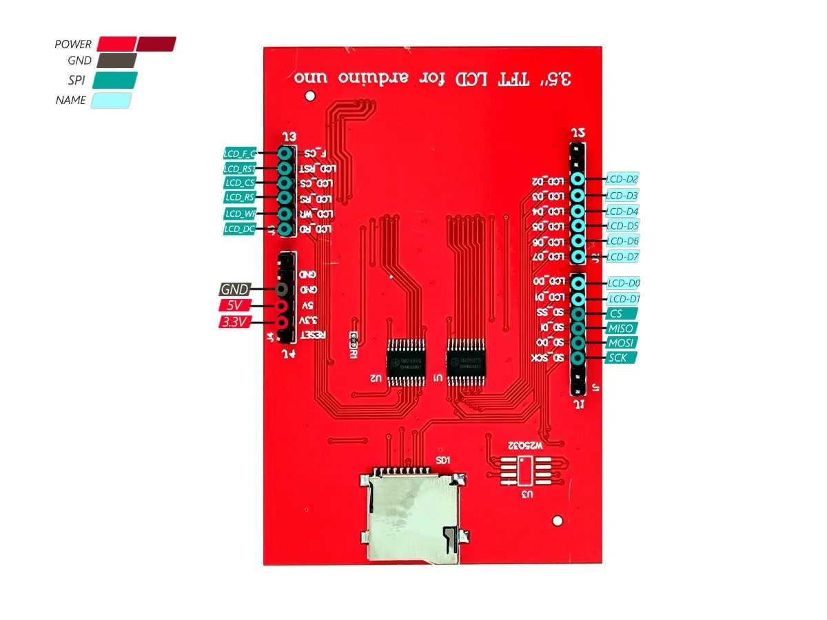 Arduino Uno 3.5 inch ILI9486 TFT Shield LCD Module with Touch (480 - 320)