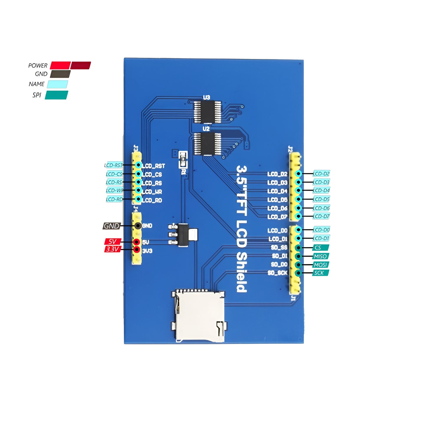 Arduino Uno 3.5 inch ILI9486 TFT Shield LCD Module (480 - 320) - Without Touch