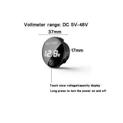 Digital Voltmeter Battery Capacity Indicator (DC 5V-48V) for Car Motorcycle with ON/OFF Touch Switch