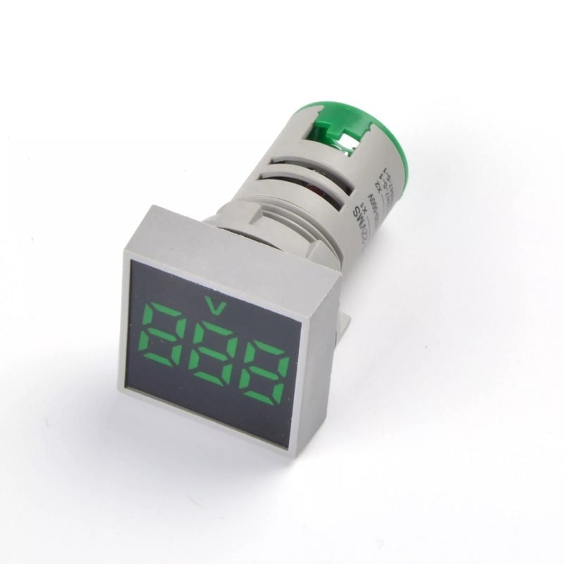 AD16-22FSV Square Frosted Surface LED Voltmeter Indicator Light - Green, AC 60-500V, 22mm