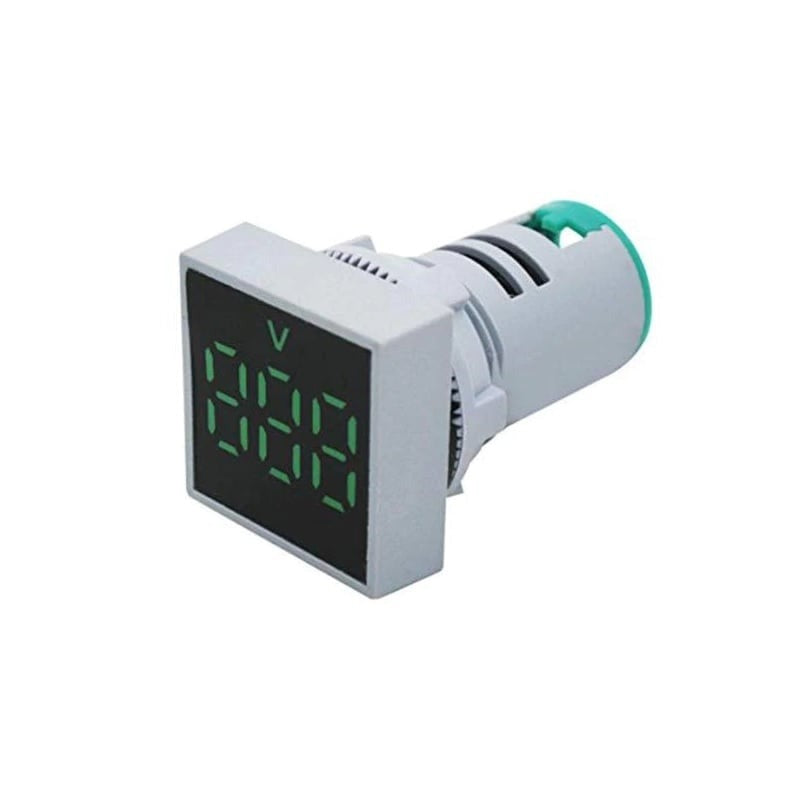 AD16-22FSV Square Frosted Surface LED Voltmeter Indicator Light - Green, AC 60-500V, 22mm