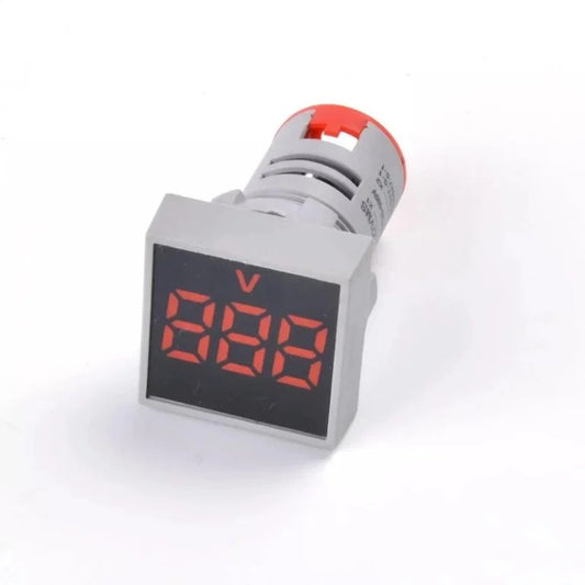 AD16-22FSV Square Frosted Surface LED Voltmeter Indicator Light - Red, AC 60-500V, 22mm