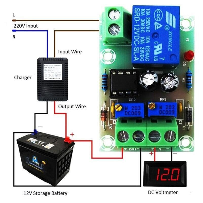 XH-M601 12V Battery Charging Control Board: Intelligent Charger Power Control Panel, Automatic Charging Power