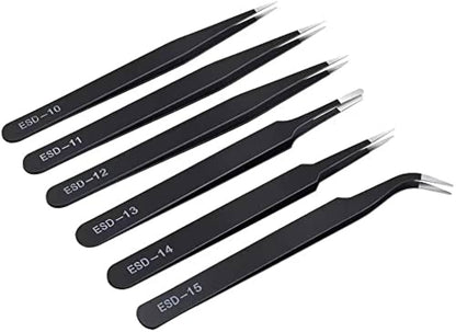 6-Piece Set of Anti-Static Tweezers – ESD 10 to ESD 15