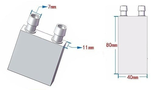 Water Cooling Plate: 40x80mm