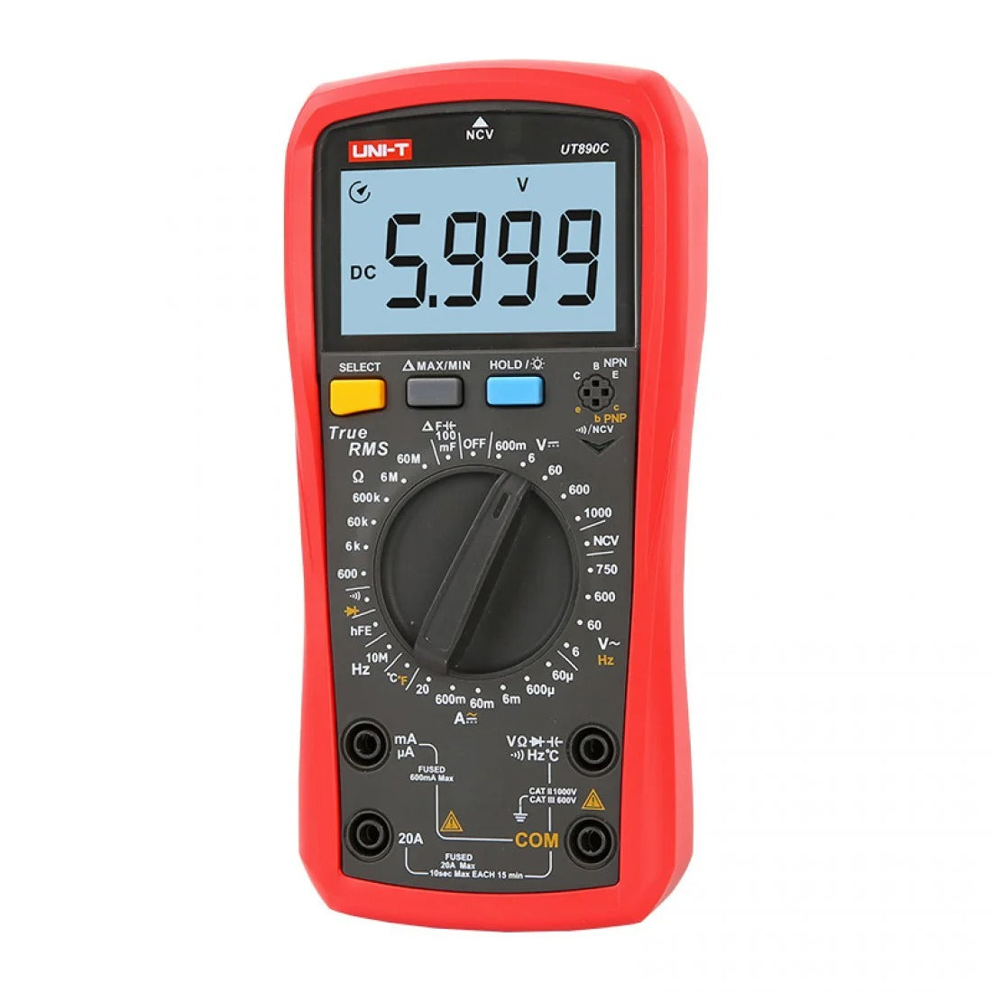 UNI-T UT890C+ Digital Multimeter (Red, 6000 Counts)